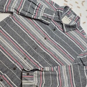 VSTR Premium Mens‎ Long Sleeve Button Up Shirt Gray Stripe Casual